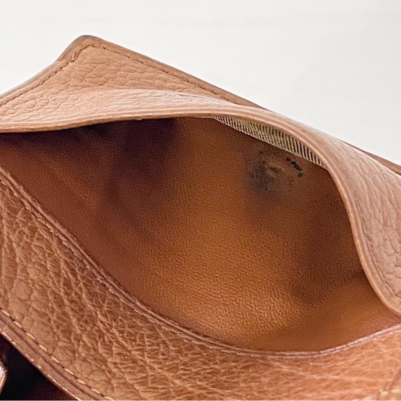 Valentino Garavani brown pebbled leather coin snap pouch gold logo - Picture 10 of 12